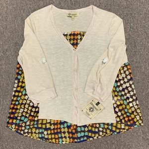 Democracy High Low Flowy Colorful Cardigan Women's XL (NWT)